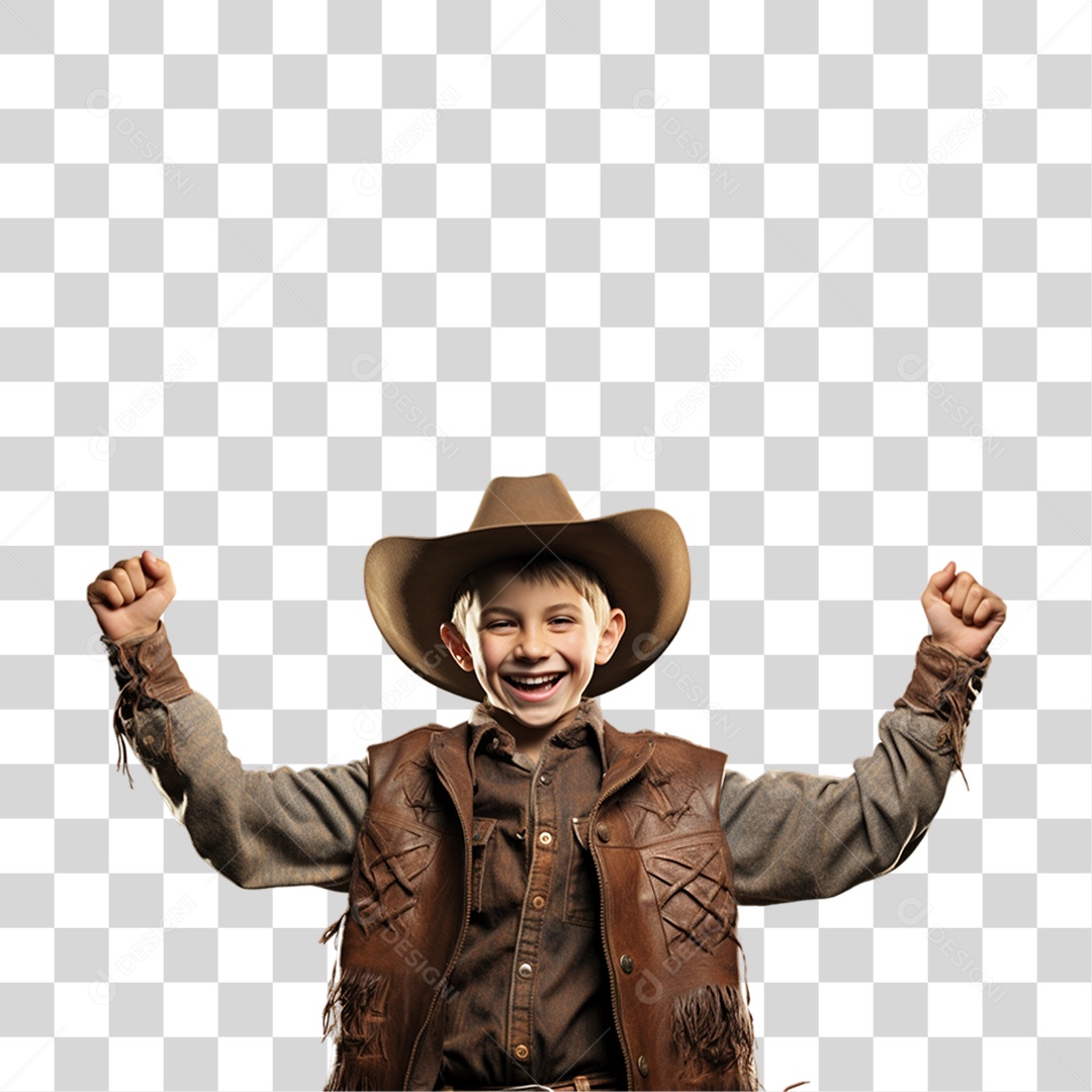 Criança Vestida de Cowboy PNG Transparente