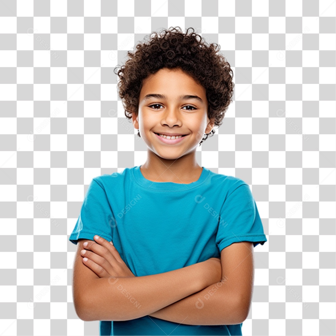 Criança com os Braços Cruzados Sorrindo PNG Transparente