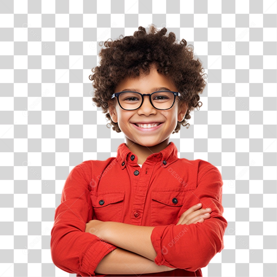 Criança com os Braços Cruzados Sorrindo PNG Transparente