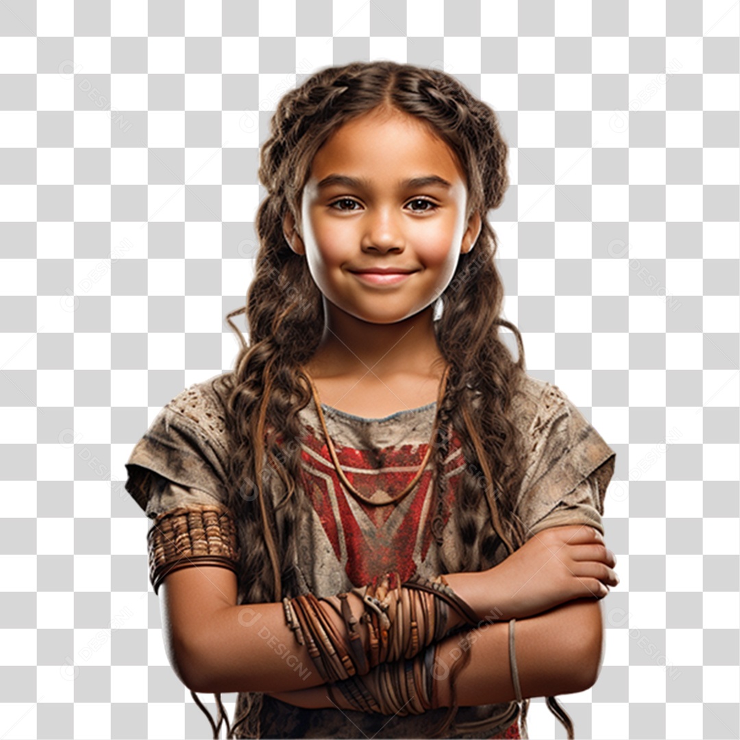 Criança com os Braços Cruzados Sorrindo PNG Transparente