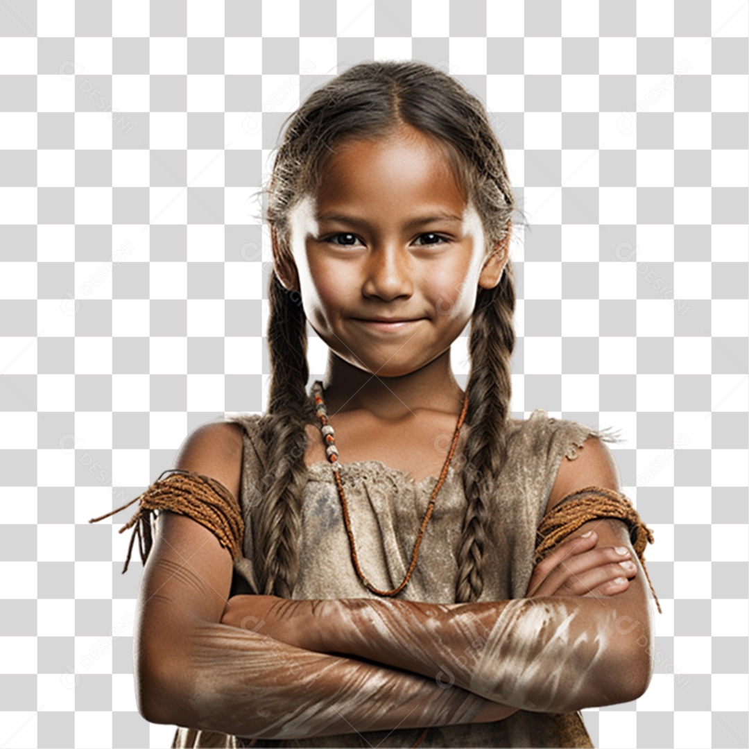 Criança com os Braços Cruzados Sorrindo PNG Transparente