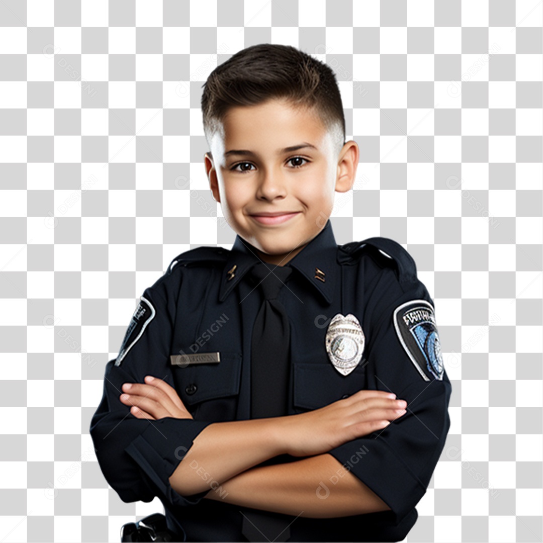 Criança Vestida de Policial PNG Transparente