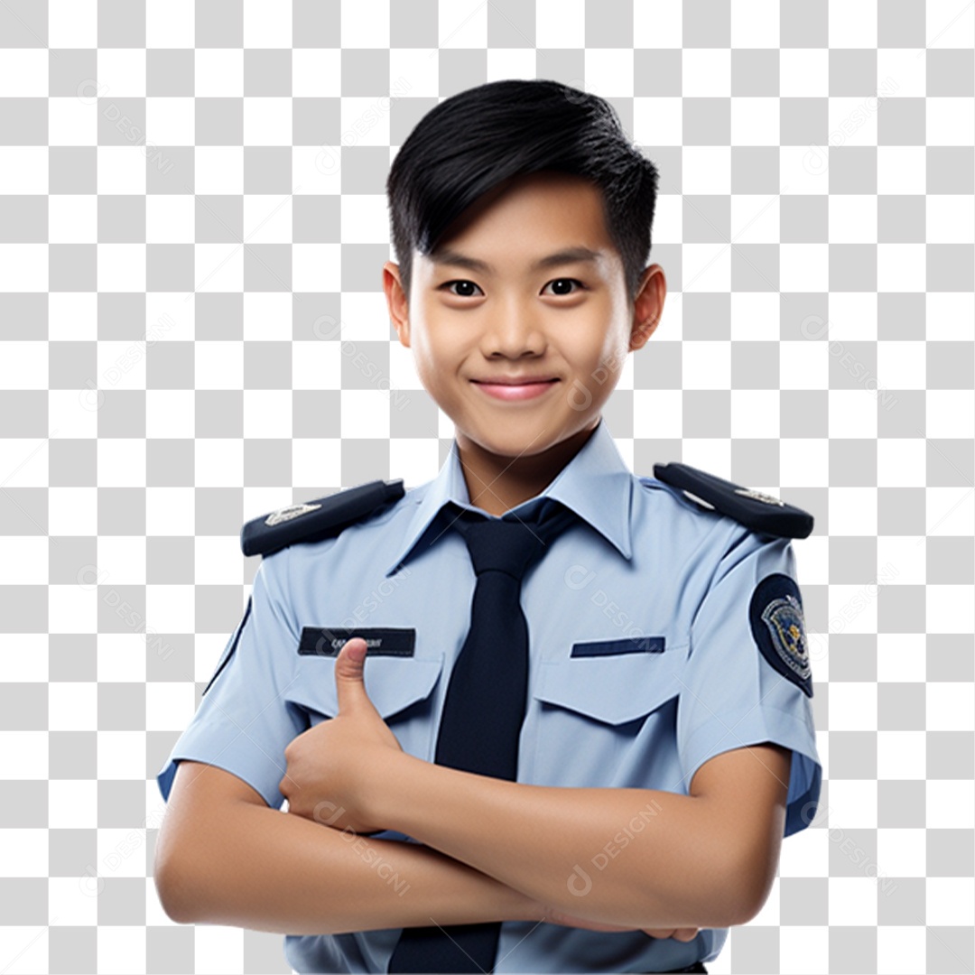 Criança com os Braços Cruzados Sorrindo PNG Transparente