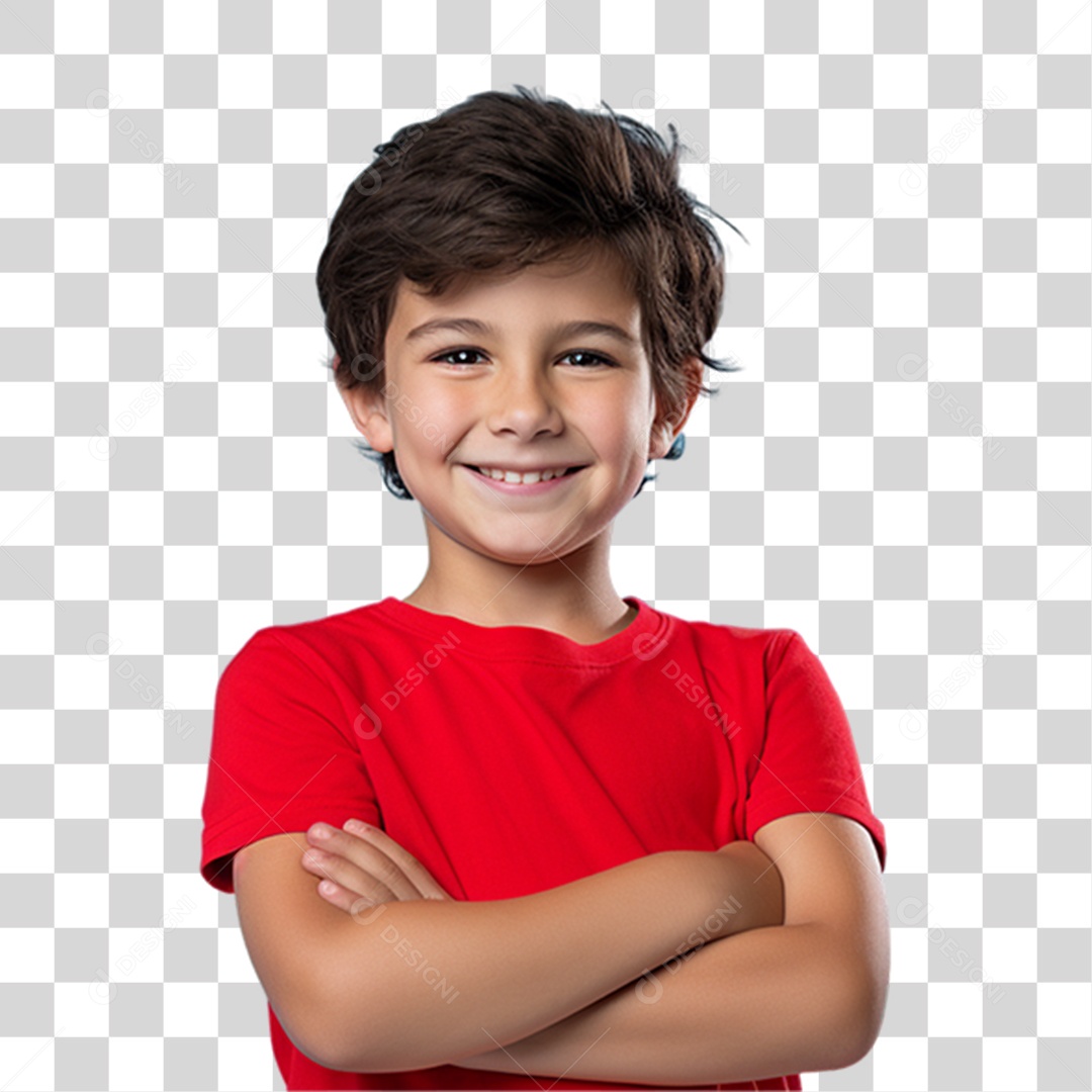 Criança com os Braços Cruzados Sorrindo PNG Transparente