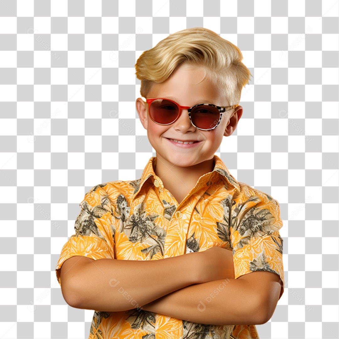 Criança com os Braços Cruzados Sorrindo PNG Transparente