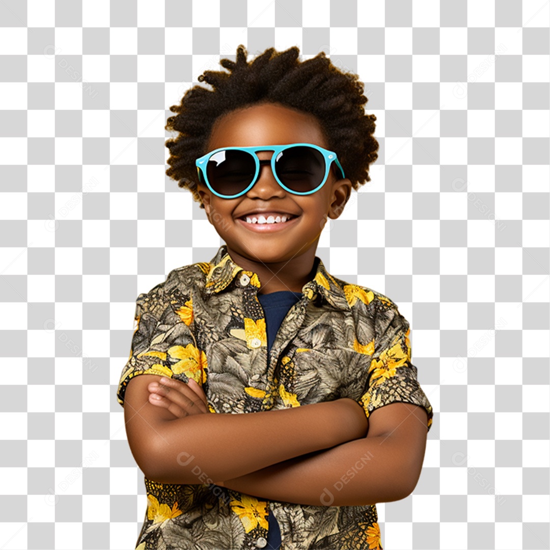 Criança com os Braços Cruzados Sorrindo PNG Transparente