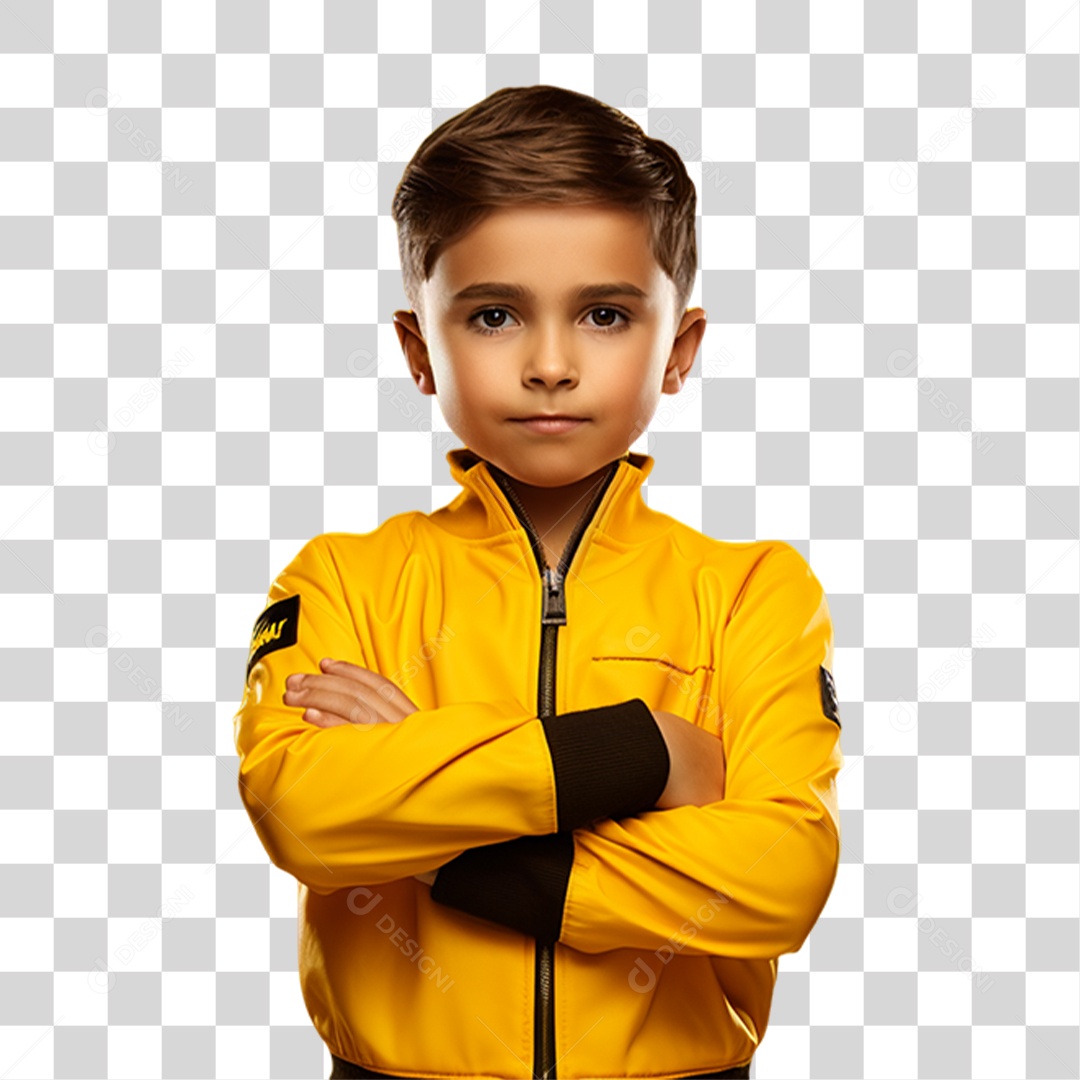 Criança com os Braços Cruzados Sorrindo PNG Transparente