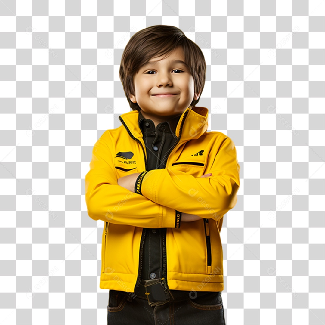 Criança com os Braços Cruzados Sorrindo PNG Transparente