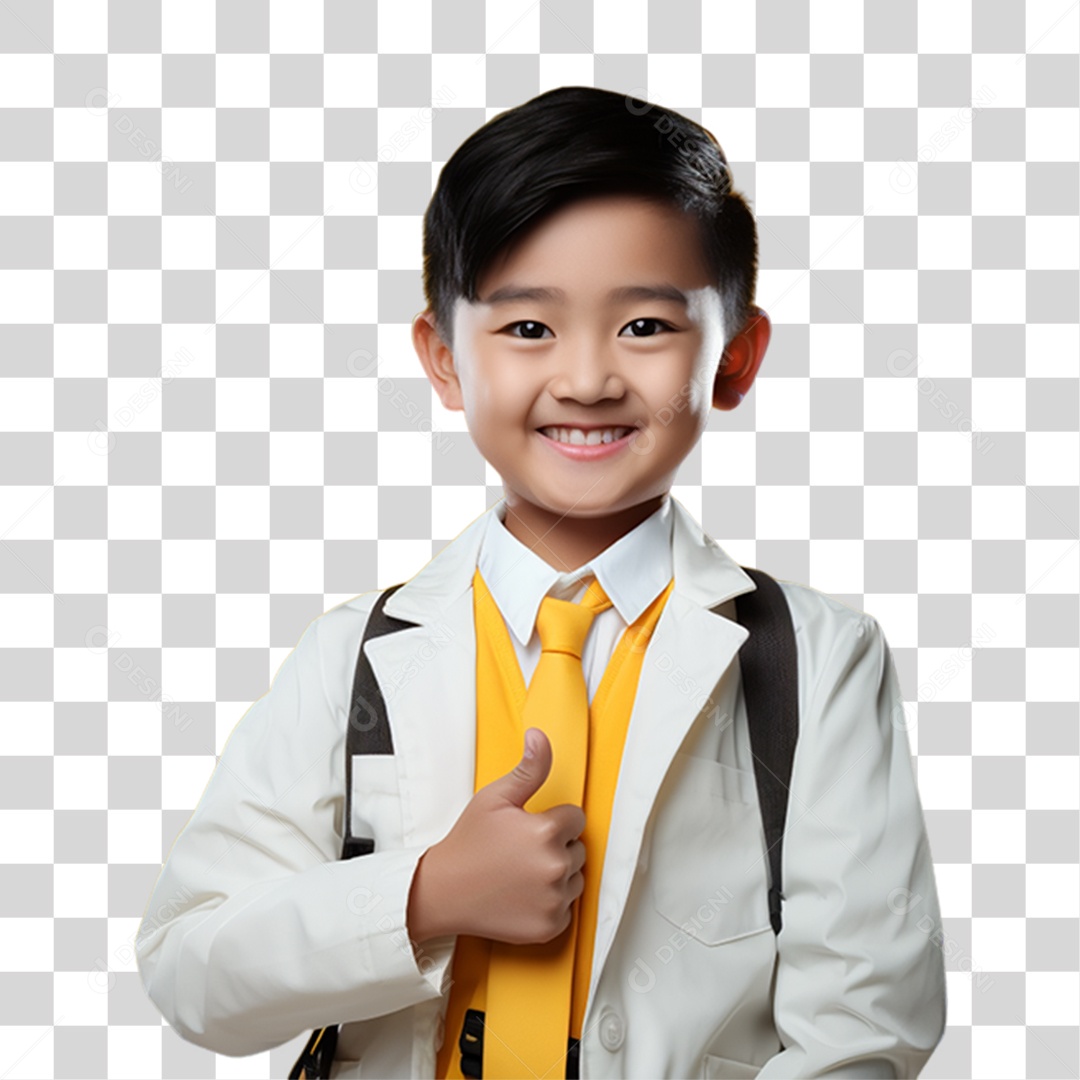 Criança Vestida em Uniforme de Escola PNG Transparente