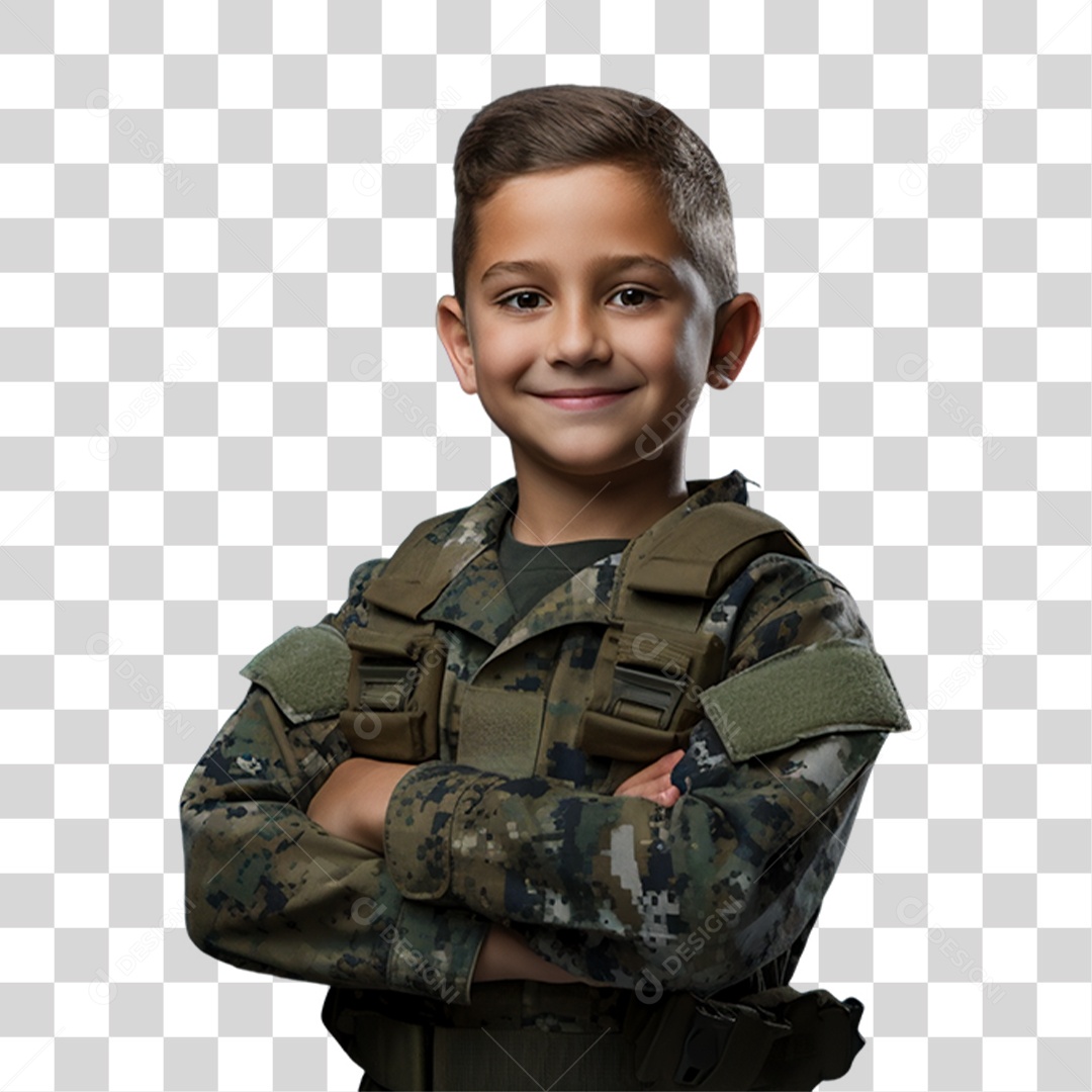 Criança Vestida de Soldado PNG Transparente