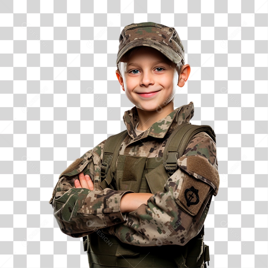 Criança Vestida de Soldado PNG Transparente