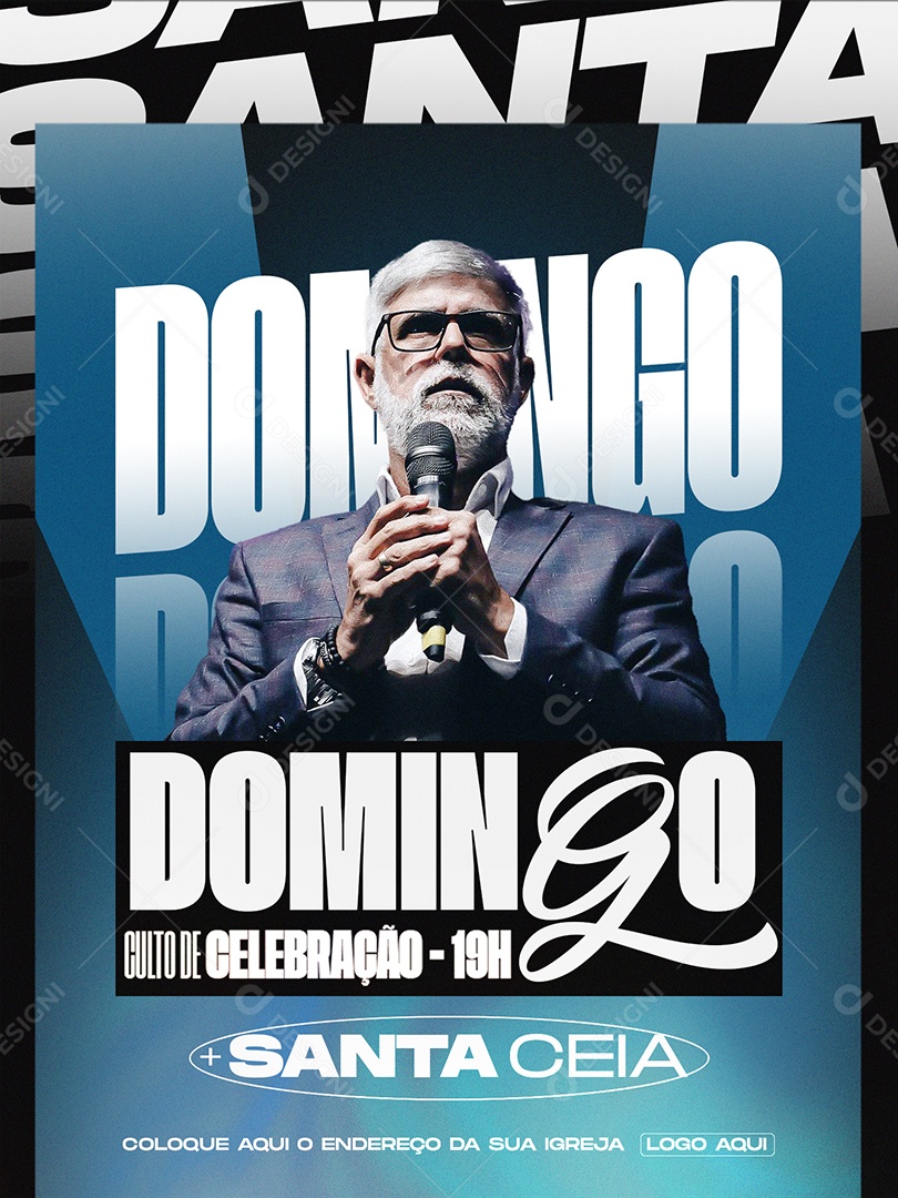 Social Media Domingo Culto De Celebração + Santa Ceia PSD Editável
