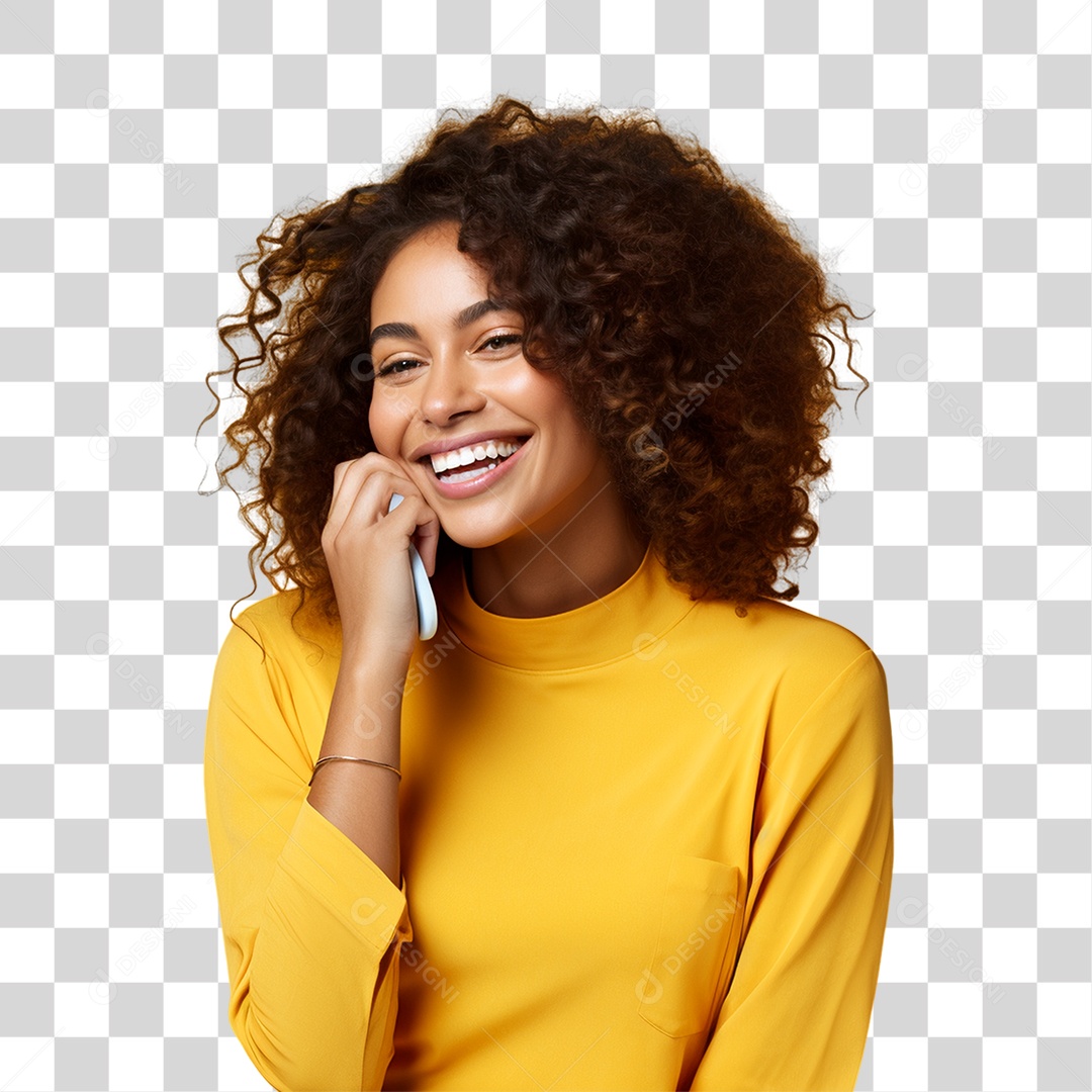 Mulher de Amarelo PNG Transparente