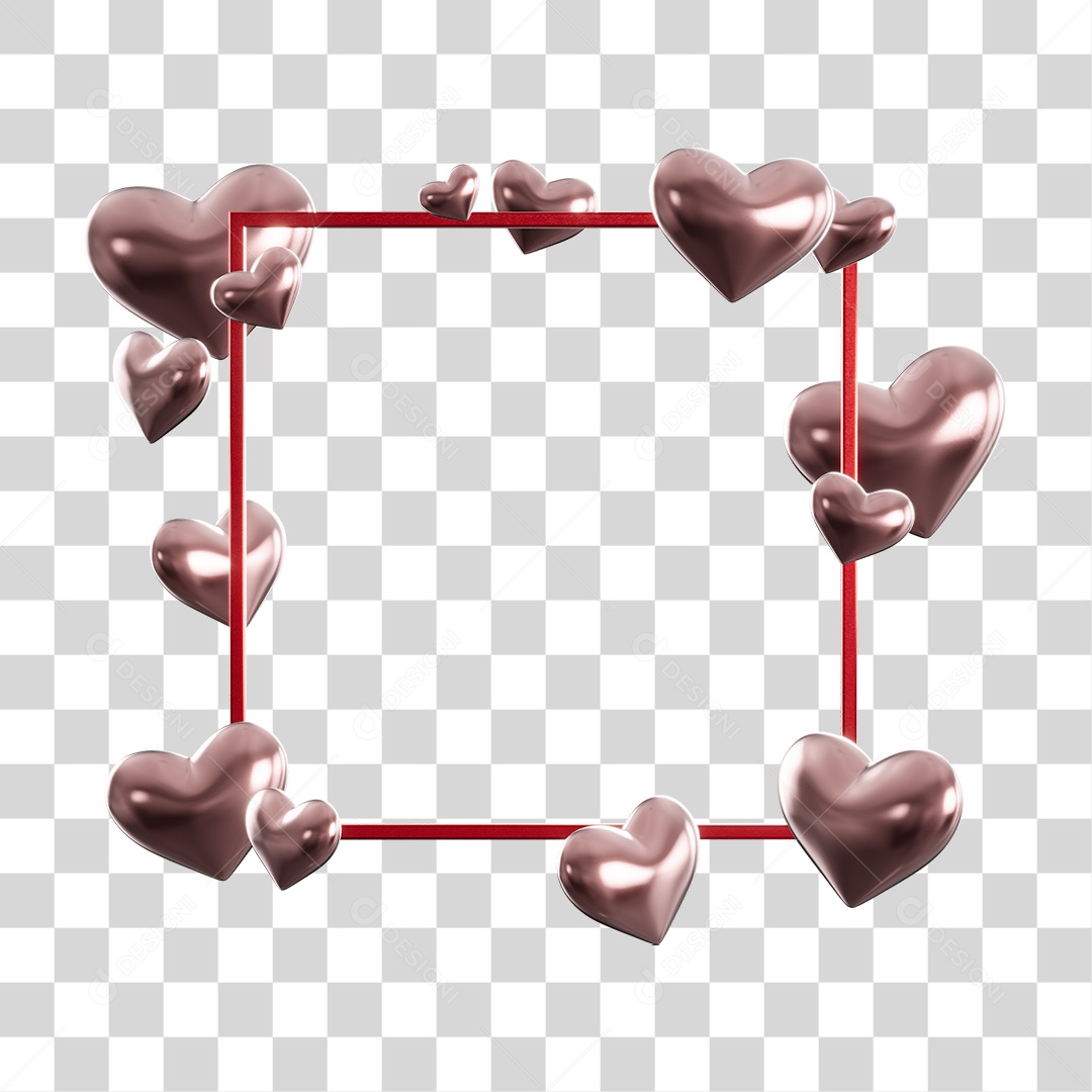 Quadrado e Corações Dia dos Namorados PNG Transparente