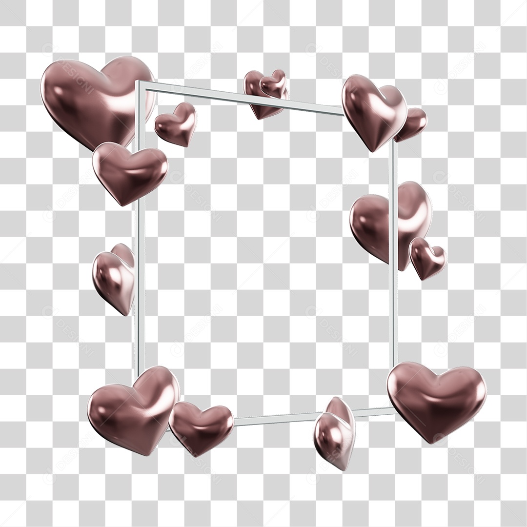 Quadrado e Corações Dia dos Namorados PNG Transparente