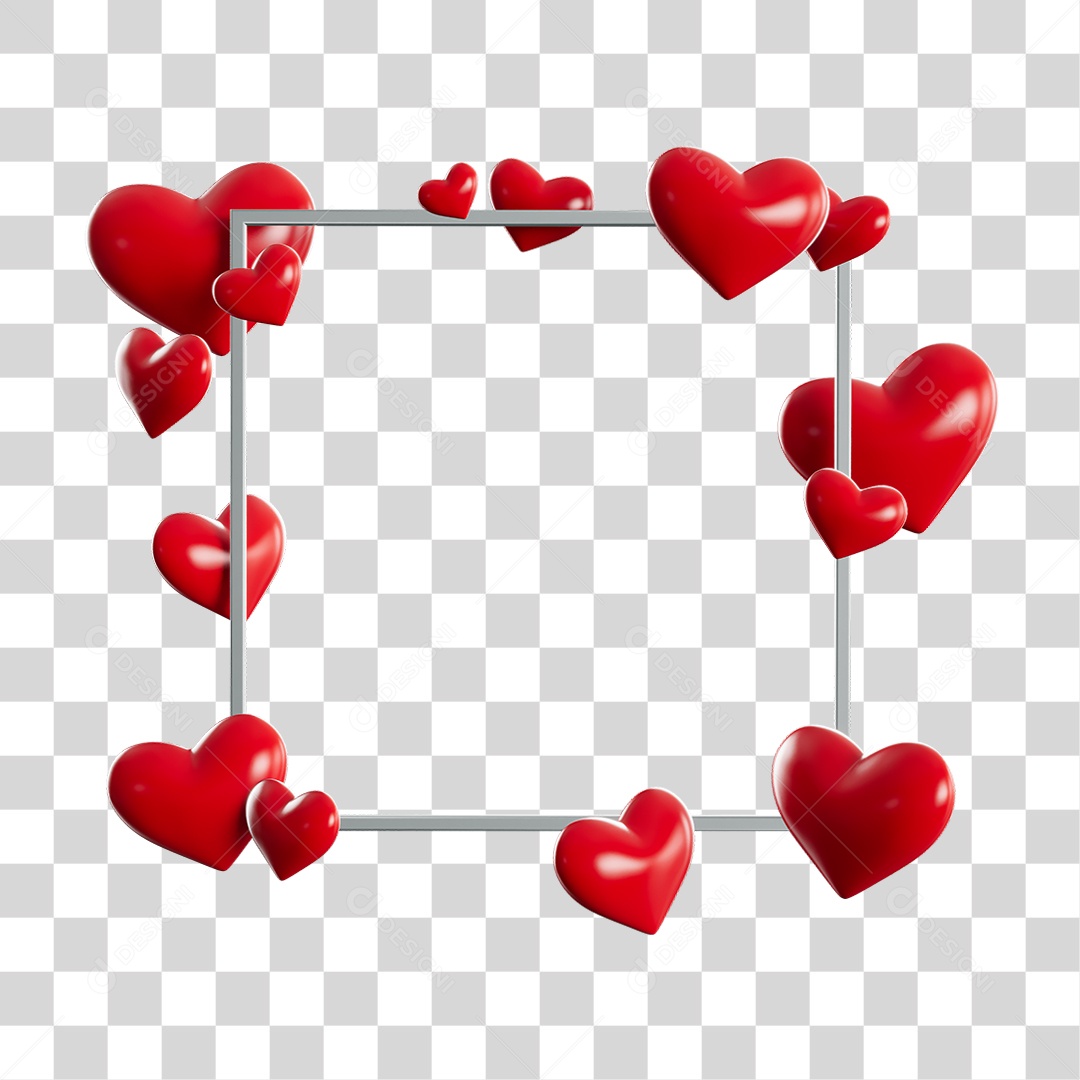 Quadrado e Corações Dia dos Namorados PNG Transparente