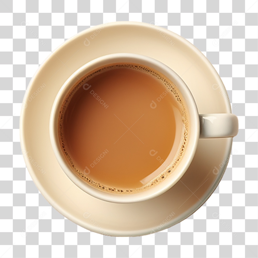 Xicara de Café com Leite Cremoso PNG Transparente