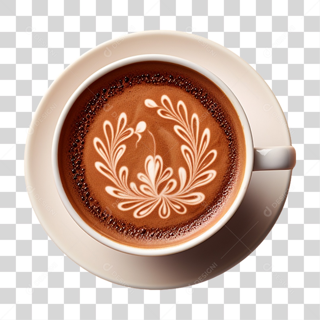 Xicara de Café com Leite Cremoso PNG Transparente