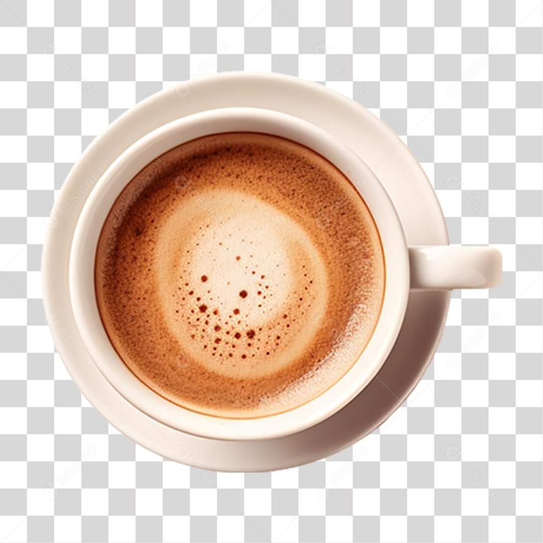 Xicara de Café com Leite Cremoso PNG Transparente