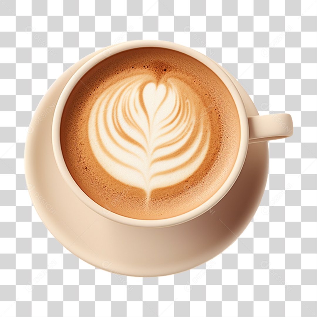 Xicara de Café com Leite Cremoso PNG Transparente