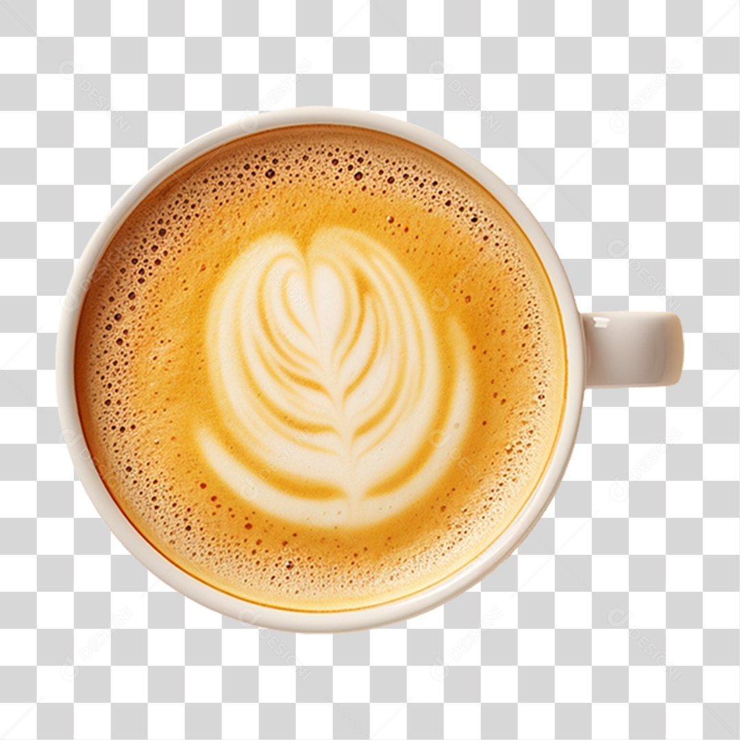 Xicara de Café com Leite Cremoso PNG Transparente