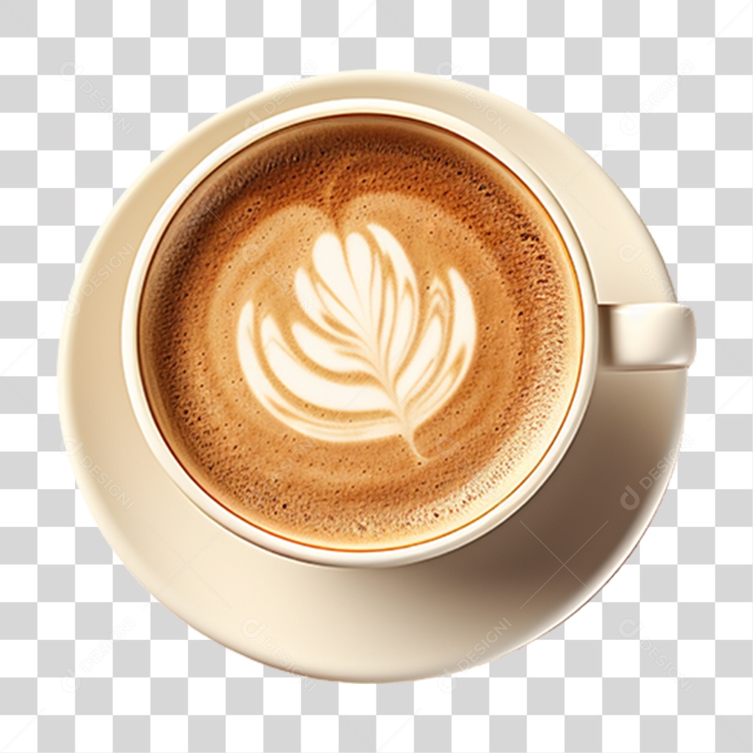 Xicara de Café com Leite Cremoso PNG Transparente