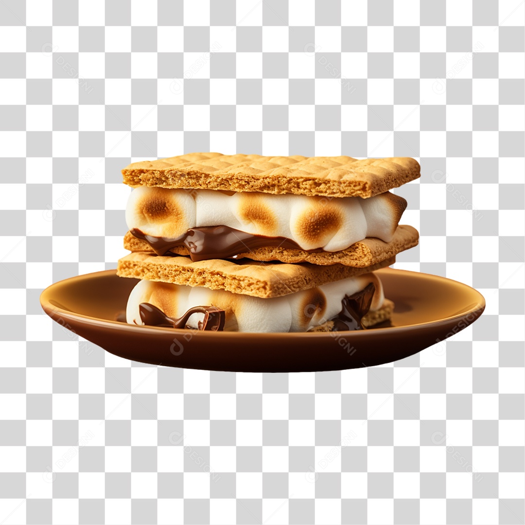 Bolachas com Chocolate e Marshmallow S´more PNG Transparente