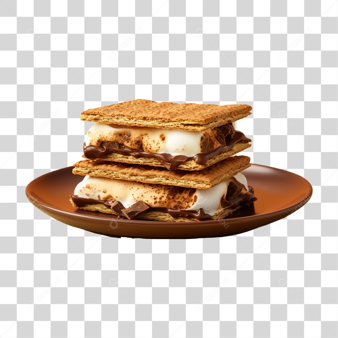 Bolachas com Chocolate e Marshmallow S´more PNG Transparente
