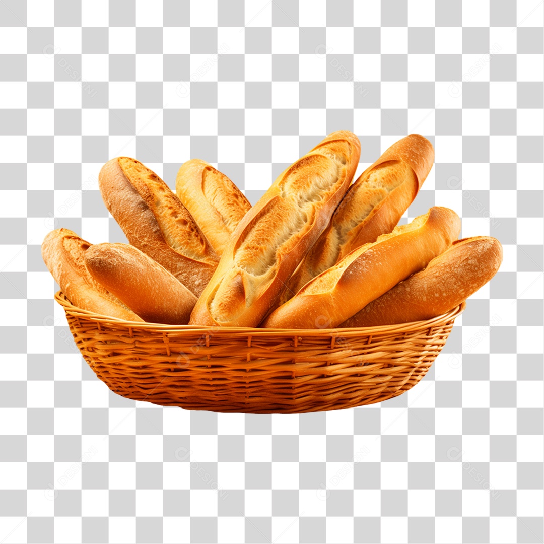 Cesta com Pães Assados PNG Transparente