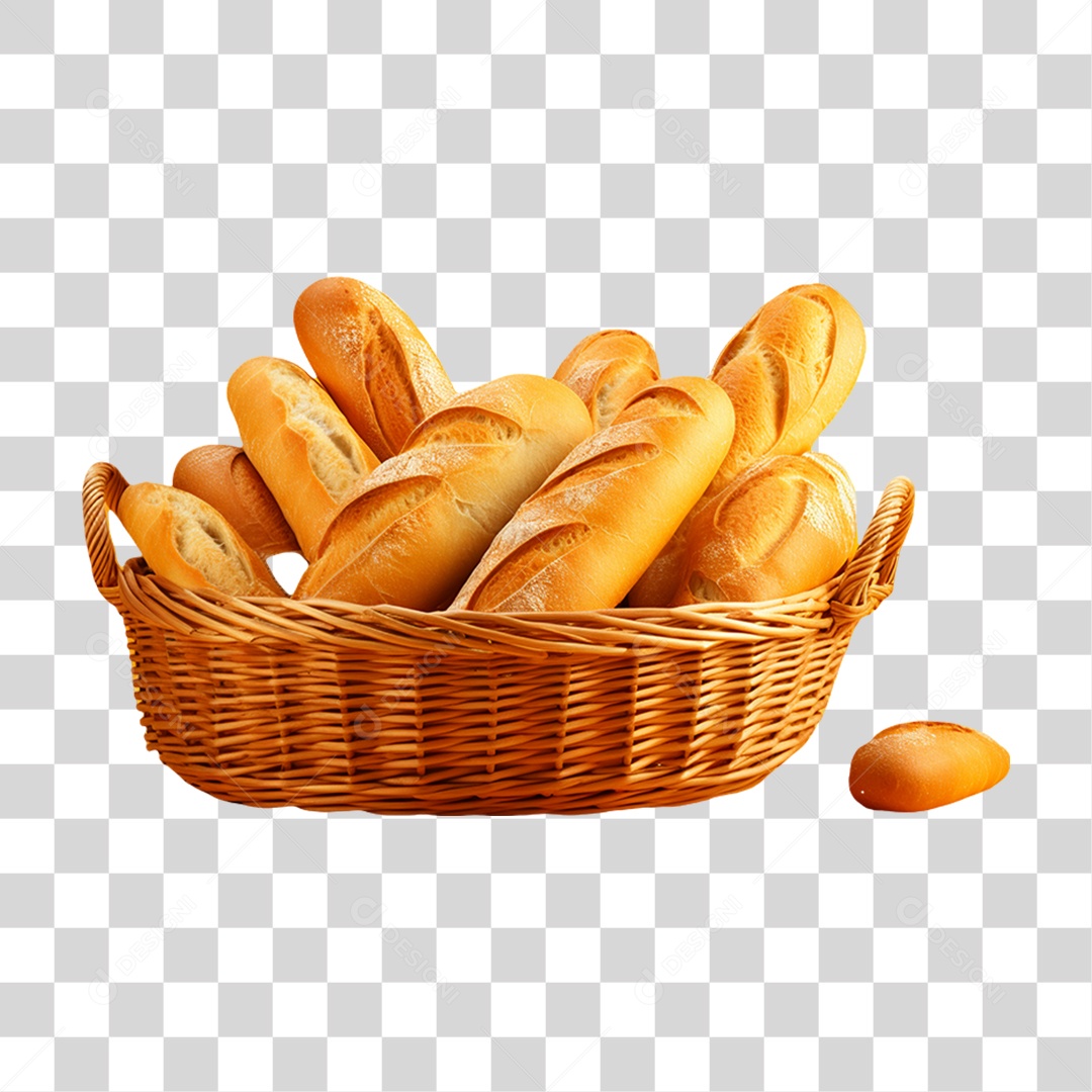 Cesta com Pães Assados PNG Transparente