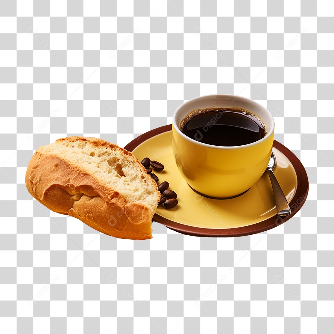 Prato com Pão e Café PNG Transparente