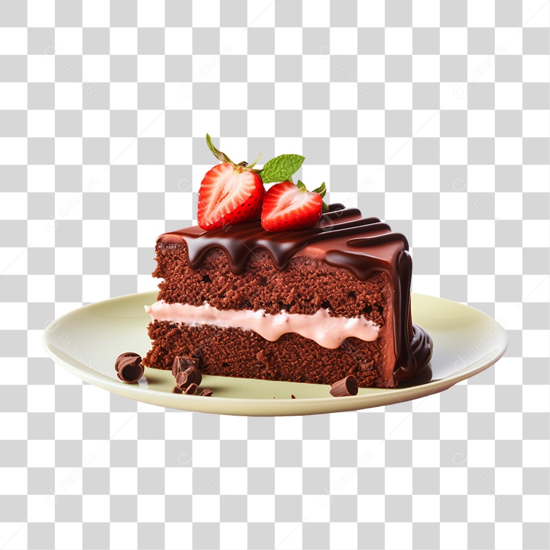 Fatia de Bolo de Chocolate PNG Transparente