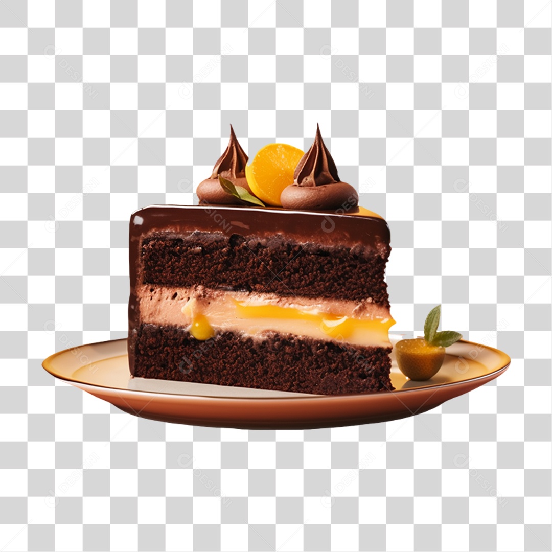 Fatia de Bolo de Chocolate PNG Transparente