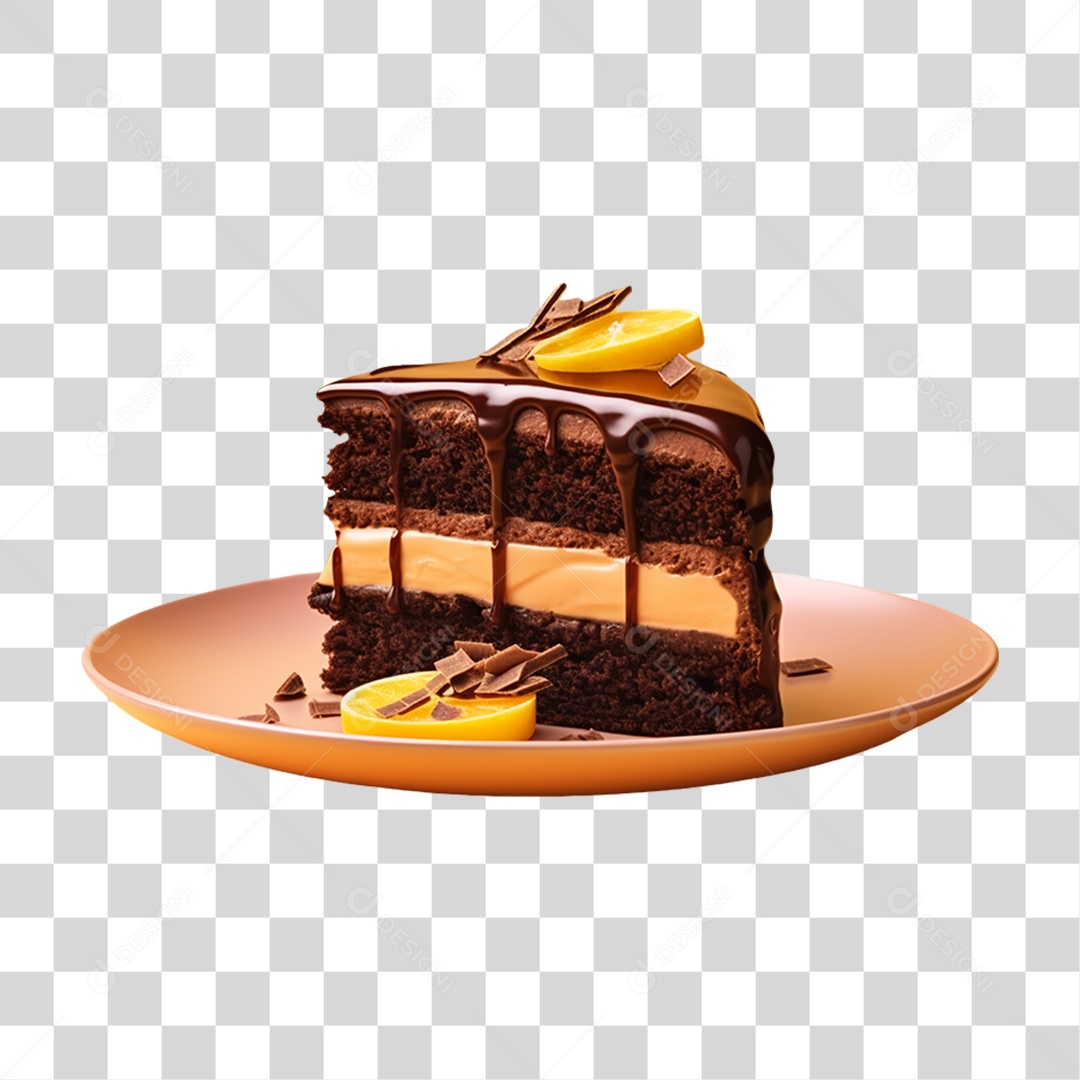 Fatia de Bolo de Chocolate PNG Transparente