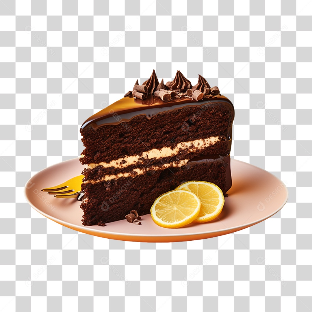 Fatia de Bolo de Chocolate PNG Transparente