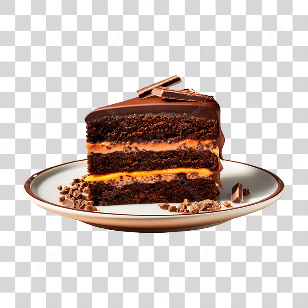 Fatia de Bolo de Chocolate PNG Transparente