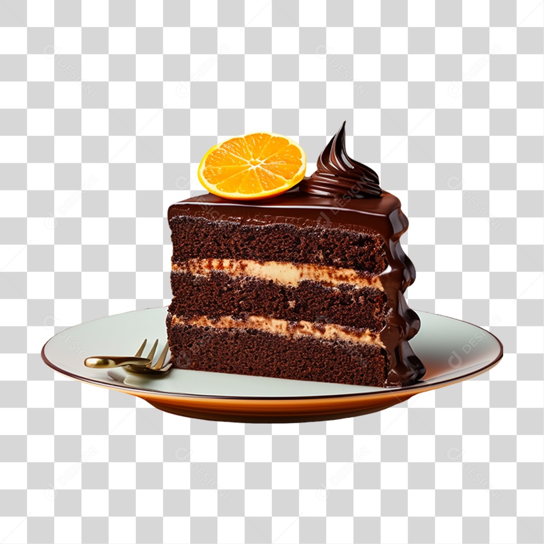 Fatia de Bolo de Chocolate PNG Transparente