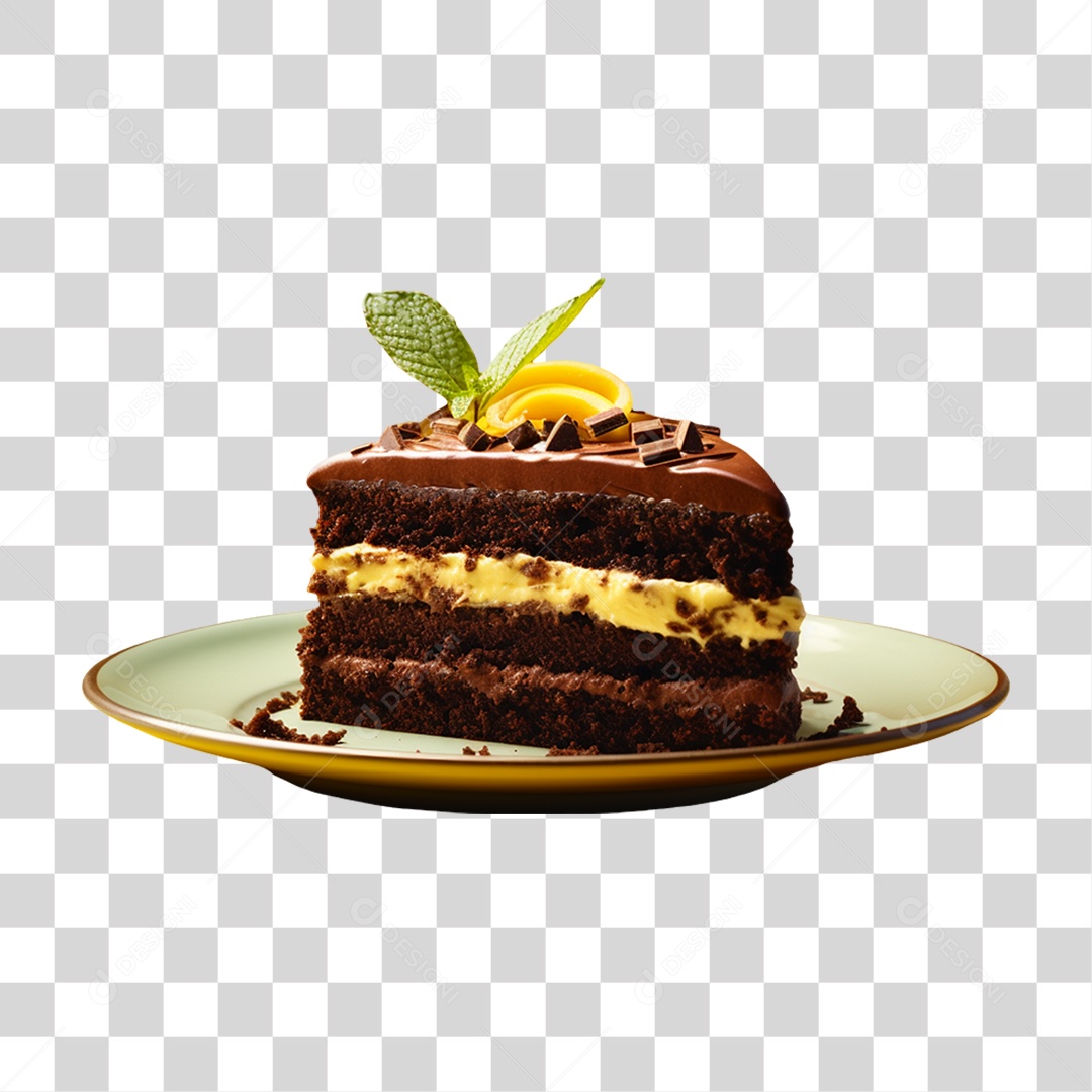 Fatia de Bolo de Chocolate PNG Transparente