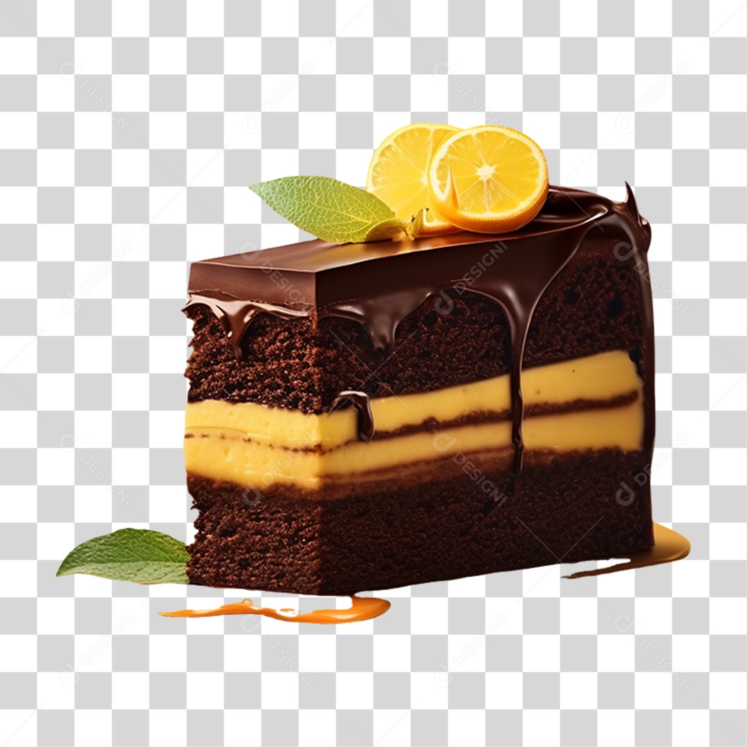 Fatia de Bolo de Chocolate PNG Transparente