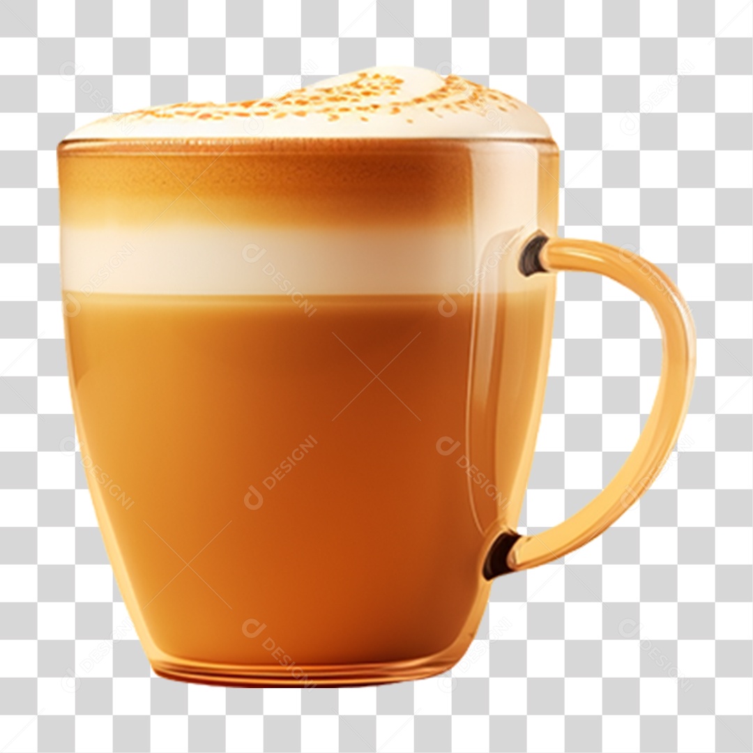 Xicara de Café com Leite Cremoso PNG Transparente