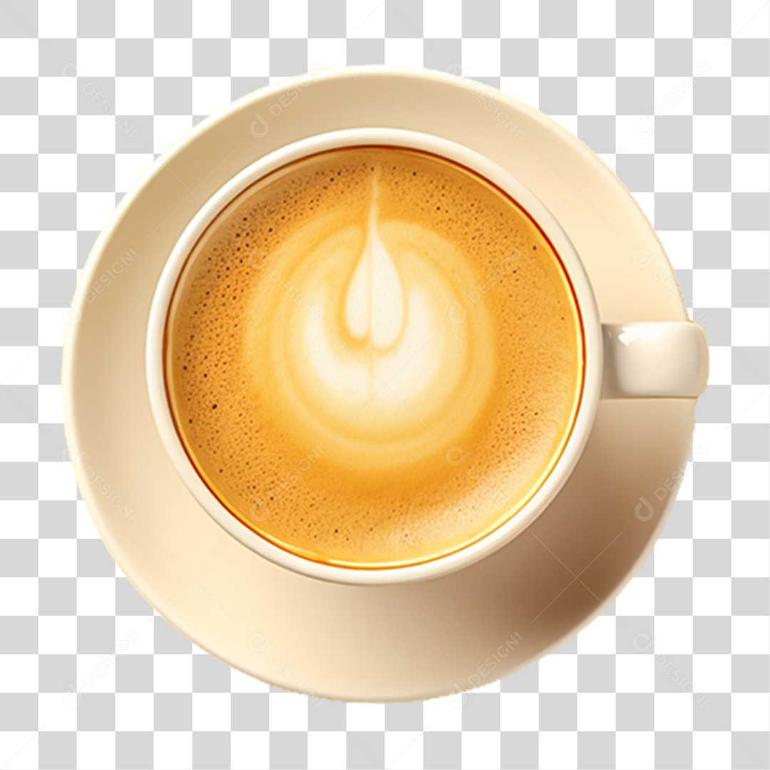 Xicara de Café com Leite Cremoso PNG Transparente