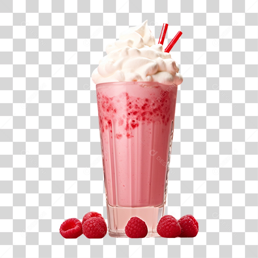 Milk Shake de Morango PNG Transparente