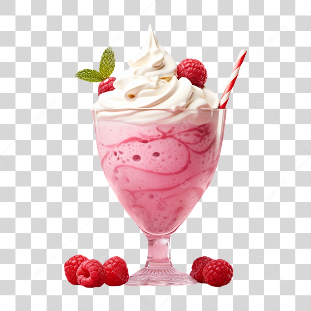 Milk Shake de Morango PNG Transparente