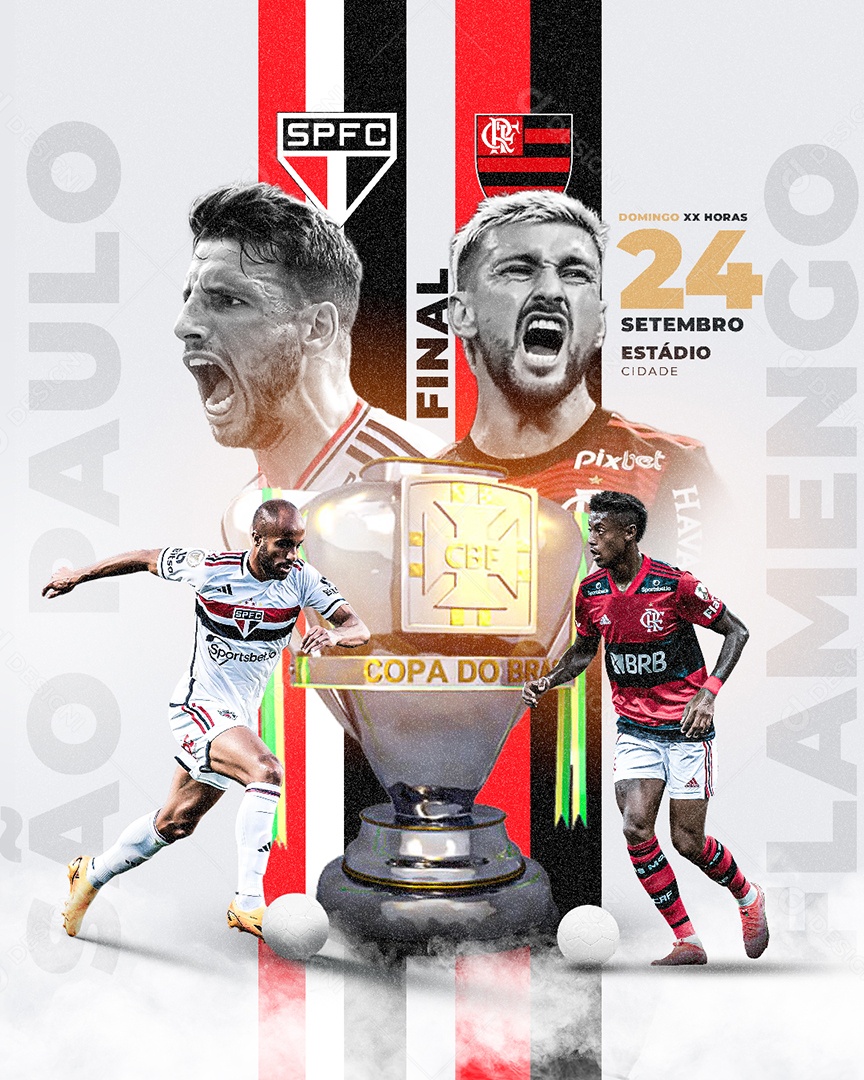 Futebol Final São Paulo X Flamengo Social Media PSD Editável