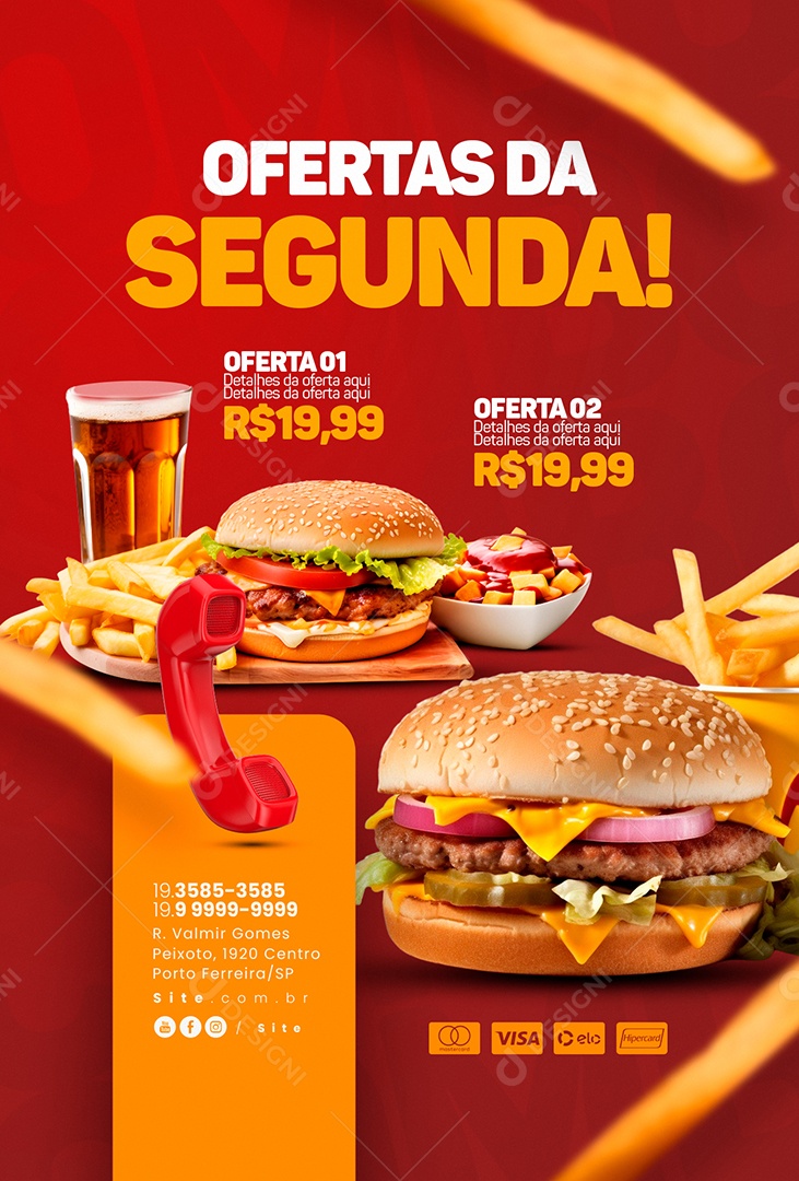 Hamburgueria Ofertas da Segunda Social Media PSD Editável