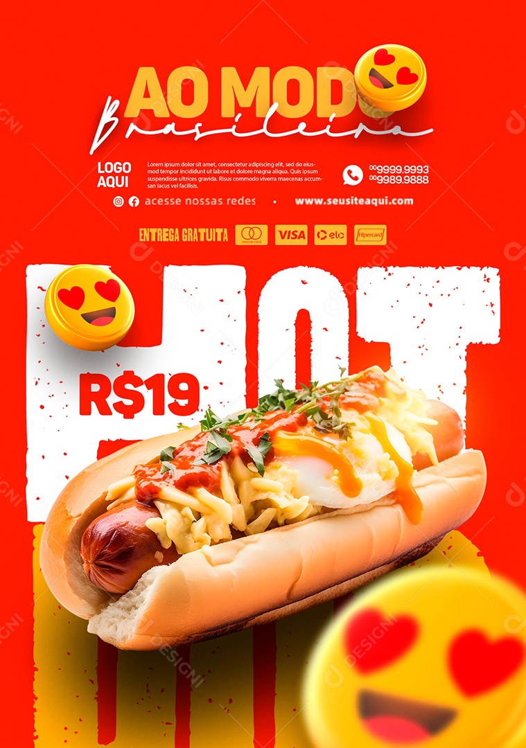 Hot Dog Brazilian Style 19.00 Editable Social Media PSD