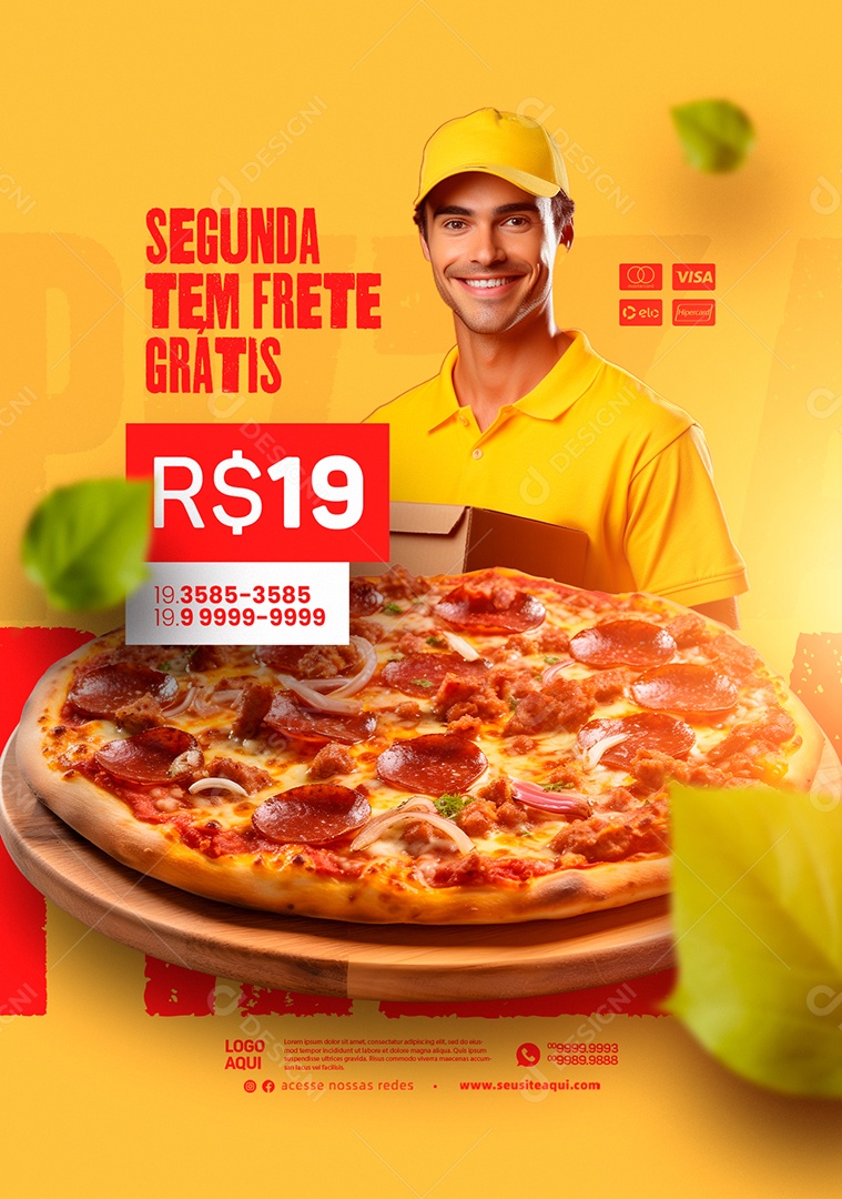 Pizzaria Segunda Tem Frete Grátis 19 Social Media PSD Editável
