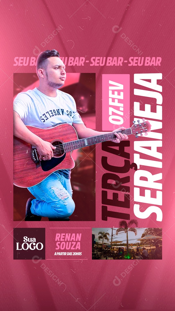 Social Media Flyer Terça Sertaneja Renan Souza PSD Editável