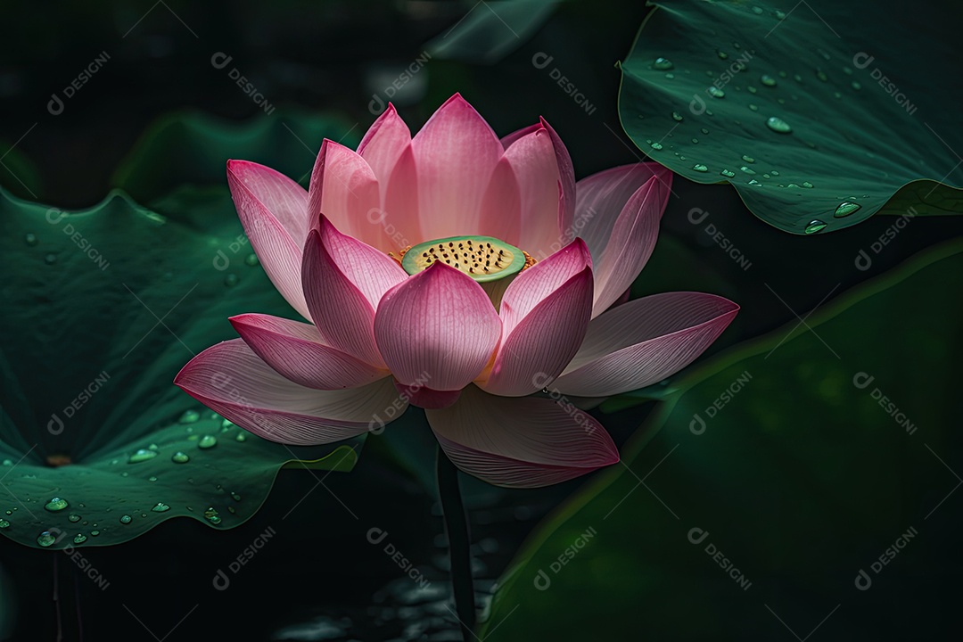 Flor de lótus serena em lagoa reflete delicadeza.