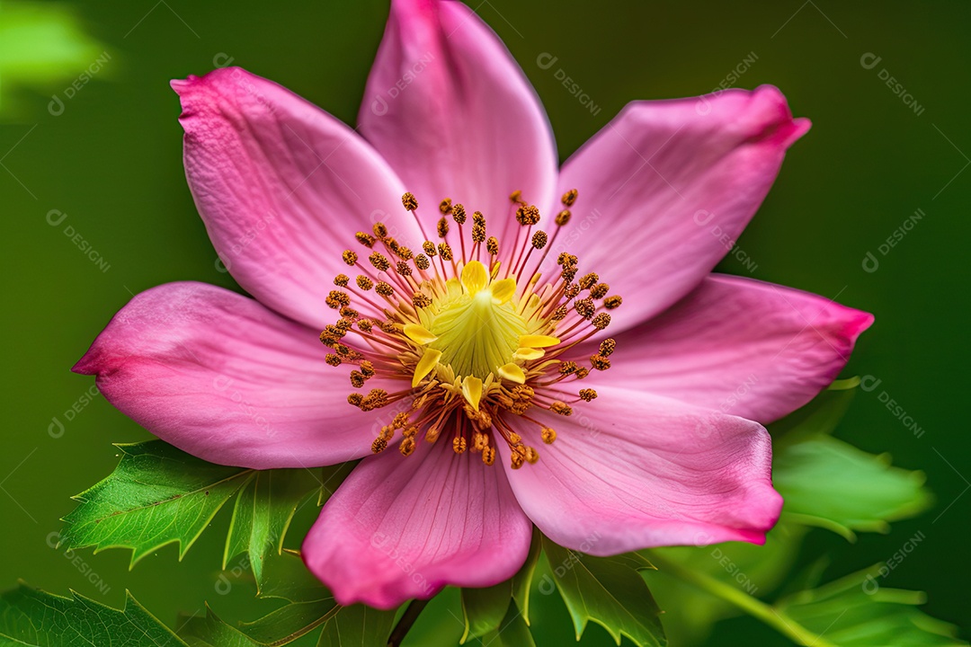 Flor exuberante em cores vibrantes, detalhes encantadores.